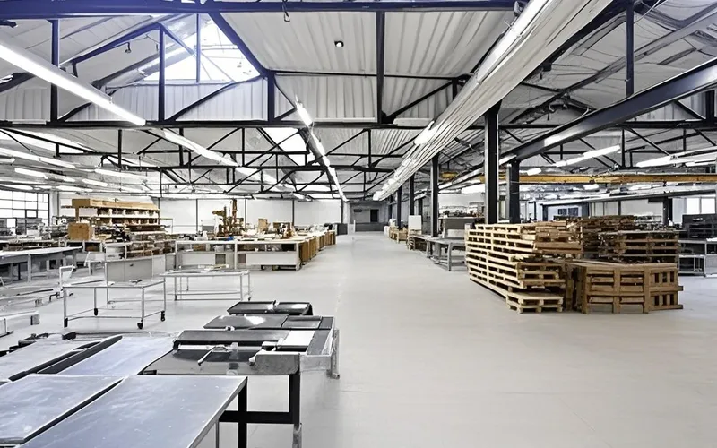 磐矜石材工厂展厅，石材展示区全景